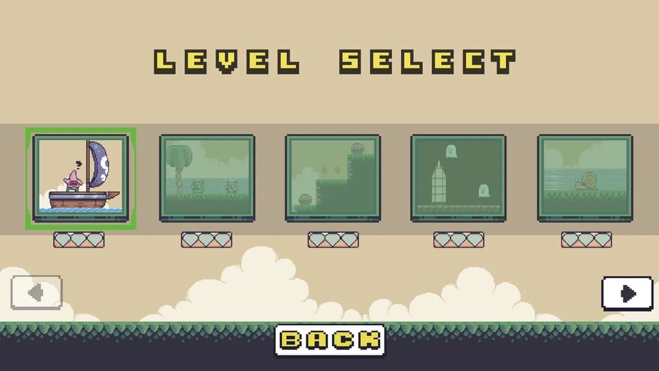 Ringo Starfish level selection screen with several stage cards