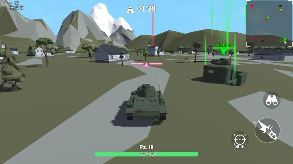 Pz. III tank fighting through a village toward the Bastion capture point